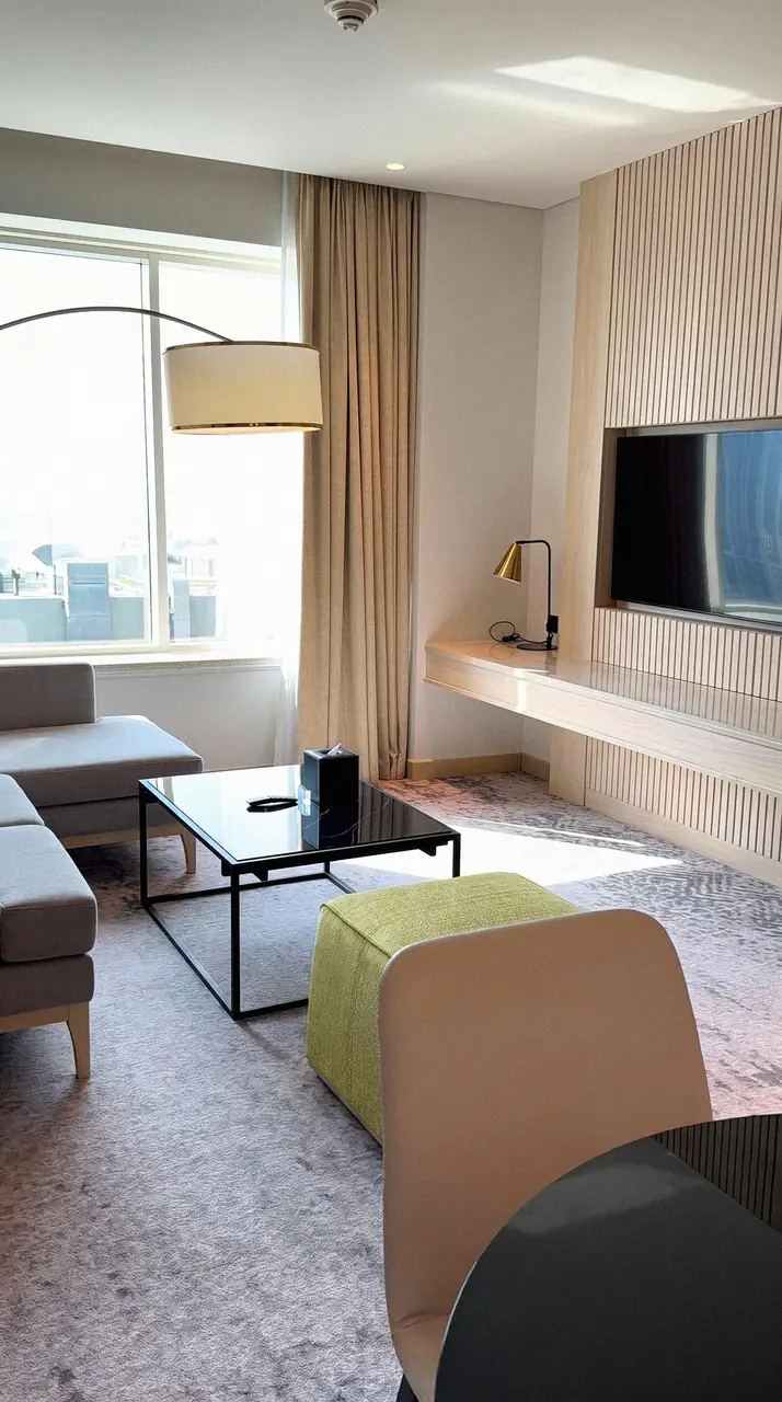 Business-Hotelsuite mit Schreibtisch und Sitzecke